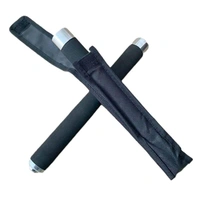 Personal Safety Foldable Stick with Comfortable Grip and Nylon Bag Cover Professional Multitool For Self-Defense and Security For Men and Women (Colour: Black/Silver).