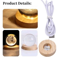 3D Crystal Ball Night Lamp With Woodern Base Solar System Crystal Ball Night Light, Bedroom Decor, ldeal Birthday Gift For Teens Men, Women, Kids, Boys, Girls.