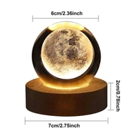3D Crystal Ball Night Lamp With Woodern Base Solar System Crystal Ball Night Light, Bedroom Decor, ldeal Birthday Gift For Teens Men, Women, Kids, Boys, Girls.