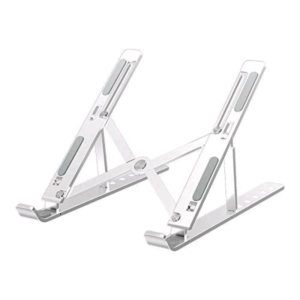 Adjustable Height Aluminum Metal Frame Foldable Portable Laptop Stand, Tablet Stand, Notebook etc - Silver