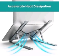 Adjustable Height Aluminum Metal Frame Foldable Portable Laptop Stand, Tablet Stand, Notebook etc - Silver