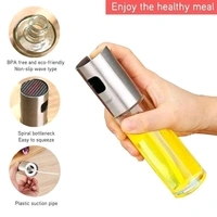 Oil Spray Bottle for Cooking Refillable Stainless Steel Oil Dispenser with Mini Funnel, Vinegar Glass Spray Bottle for BBQ, Salad, Baking, Grilling, Roasting, Frying
