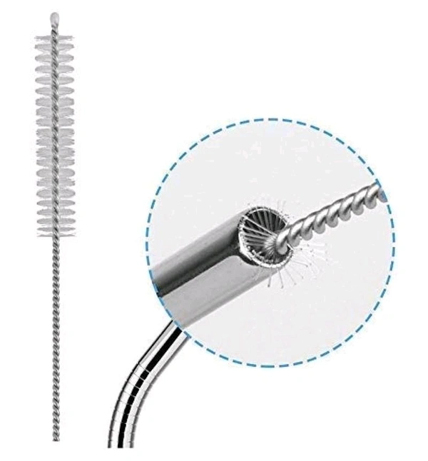Reusable 304 Stainless Steel Straw with Cleaning Brush Long Metal Straws for Drinking, Reusable Set of 5