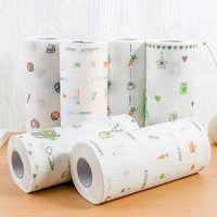 Non-Woven Reusable and Washable Kitchen Printed Tissue Roll Non-stick Oil Absorbing Paper Roll Kitchen Special Paper Towel Wipe Paper Dish Cloth Cleaning Cloth - Pack Of 1