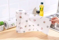 Non-Woven Reusable and Washable Kitchen Printed Tissue Roll Non-stick Oil Absorbing Paper Roll Kitchen Special Paper Towel Wipe Paper Dish Cloth Cleaning Cloth - Pack Of 1