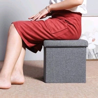 Cube Shape Sitting Stool with Storage Box Living Foldable Storage Bins Multipurpose Clothes, Books, Laundry, Kids Toys Storage Organizer with Cushion Seat Space Saving Box 