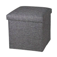 Cube Shape Sitting Stool with Storage Box Living Foldable Storage Bins Multipurpose Clothes, Books, Laundry, Kids Toys Storage Organizer with Cushion Seat Space Saving Box 