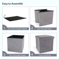Cube Shape Sitting Stool with Storage Box Living Foldable Storage Bins Multipurpose Clothes, Books, Laundry, Kids Toys Storage Organizer with Cushion Seat Space Saving Box 