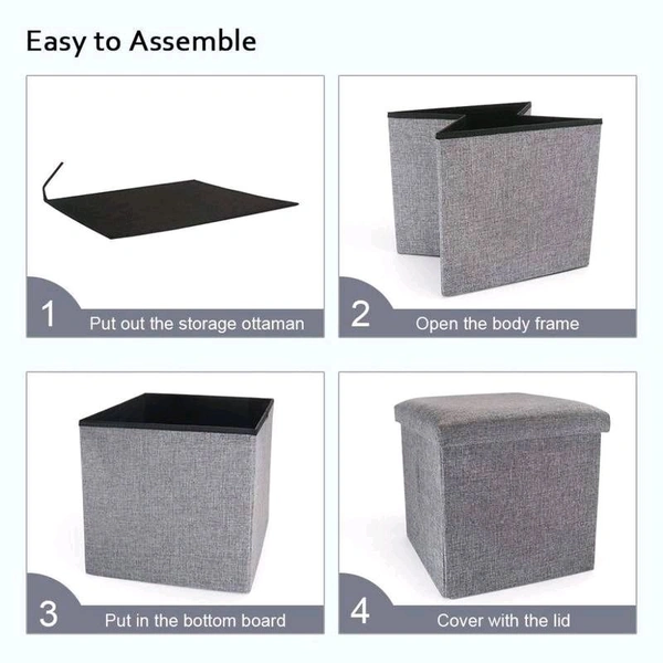 Cube Shape Sitting Stool with Storage Box Living Foldable Storage Bins Multipurpose Clothes, Books, Laundry, Kids Toys Storage Organizer with Cushion Seat Space Saving Box 
