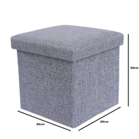 Cube Shape Sitting Stool with Storage Box Living Foldable Storage Bins Multipurpose Clothes, Books, Laundry, Kids Toys Storage Organizer with Cushion Seat Space Saving Box 