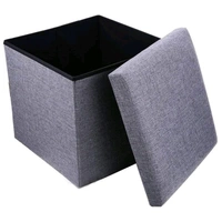 Cube Shape Sitting Stool with Storage Box Living Foldable Storage Bins Multipurpose Clothes, Books, Laundry, Kids Toys Storage Organizer with Cushion Seat Space Saving Box 