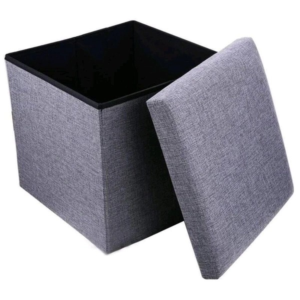 Cube Shape Sitting Stool with Storage Box Living Foldable Storage Bins Multipurpose Clothes, Books, Laundry, Kids Toys Storage Organizer with Cushion Seat Space Saving Box 