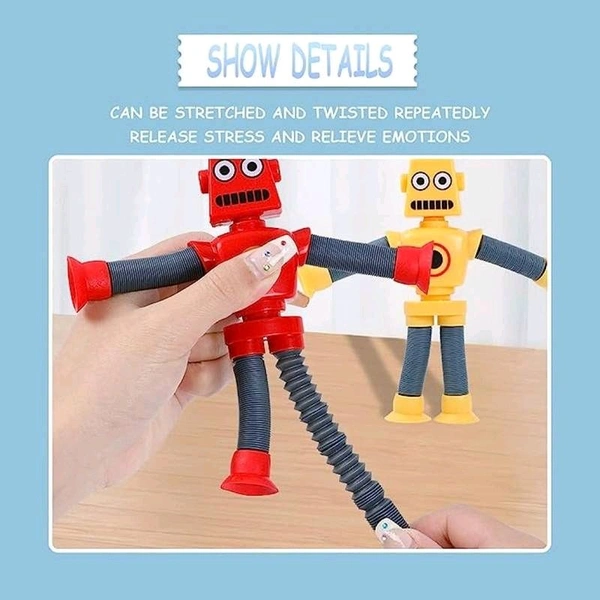 4 in 1 Space Robot Men It's New Bendable Telescopic Robot Men Shape Changing Tubes Sensory Toys Pop Creative Suction Cup Toys