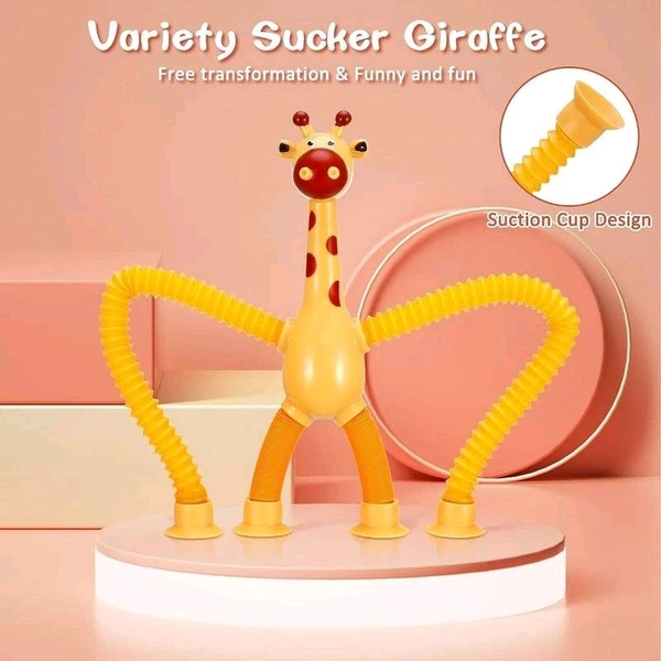 LED Telescopic Suction Cup Giraffe Toy, Shape Changing Telescopic Sensory Tubes Fidget Tubes Sensory, Fidget Toys