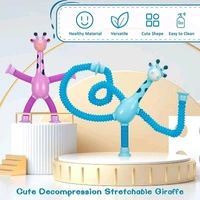 LED Telescopic Suction Cup Giraffe Toy, Shape Changing Telescopic Sensory Tubes Fidget Tubes Sensory, Fidget Toys