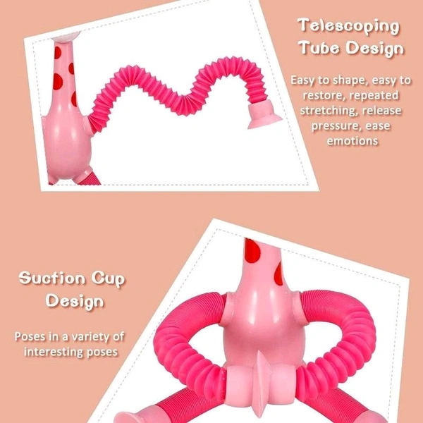LED Telescopic Suction Cup Giraffe Toy, Shape Changing Telescopic Sensory Tubes Fidget Tubes Sensory, Fidget Toys