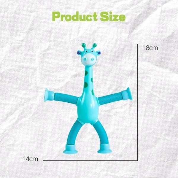 LED Telescopic Suction Cup Giraffe Toy, Shape Changing Telescopic Sensory Tubes Fidget Tubes Sensory, Fidget Toys