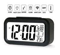 Alarm clock, digital clock, table clock for Students, watch timer for study, Home, Office, Bedroom, kitchen, loud desk alarm clocks for heavy sleepers with Automatic Sensor, Time, Date & Temperature