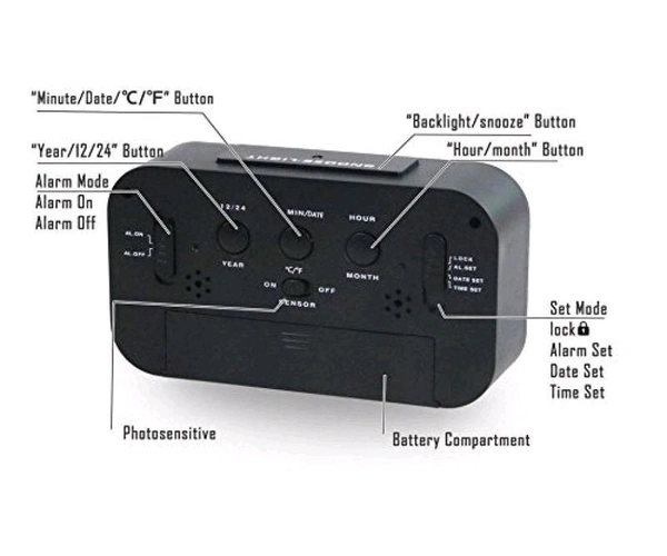 Alarm clock, digital clock, table clock for Students, watch timer for study, Home, Office, Bedroom, kitchen, loud desk alarm clocks for heavy sleepers with Automatic Sensor, Time, Date & Temperature