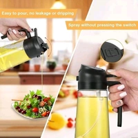 2 in 1 Olive Oil Pourse and Oil Dispenser Bottle for Kitchen Cooking, Glass Oil Bottle with Premium Nozzle