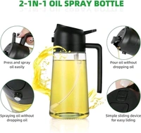 2 in 1 Olive Oil Pourse and Oil Dispenser Bottle for Kitchen Cooking, Glass Oil Bottle with Premium Nozzle