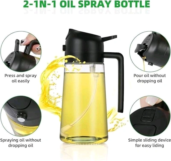 2 in 1 Olive Oil Pourse and Oil Dispenser Bottle for Kitchen Cooking, Glass Oil Bottle with Premium Nozzle