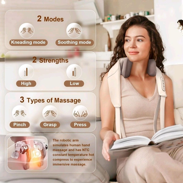 Clefairy Massagers for Neck and Shoulder with Heat, Neck Massager, Shiatsu Neck and Back Massager with Heat Electric Shoulder Massagers, Deep 5D Kneading Simulated Manual Massage