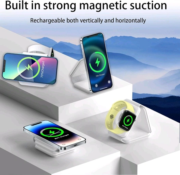 3 in 1 Wireless Charger for iPhone,Magnetic Foldable 3 in 1 Charging Station
