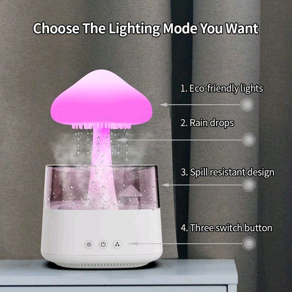 Rain Cloud Humidifier, Rain Cloud Diffuser, Night Light, Essential Oil Diffuser, Aromatherapy, rain Drop Sounds - Pack Of 1, Prepaid orders only accepted