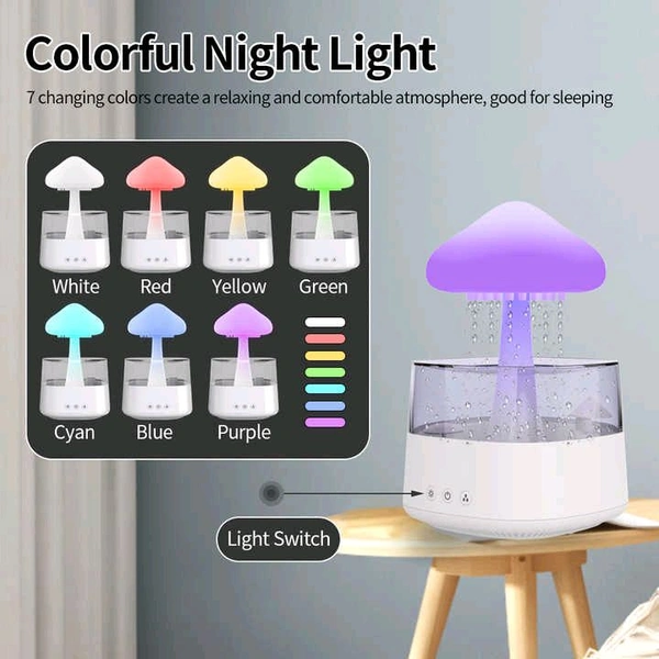 Rain Cloud Humidifier, Rain Cloud Diffuser, Night Light, Essential Oil Diffuser, Aromatherapy, rain Drop Sounds - Pack Of 1, Prepaid orders only accepted