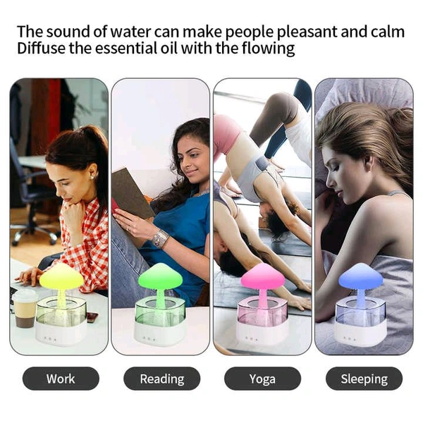 Rain Cloud Humidifier, Rain Cloud Diffuser, Night Light, Essential Oil Diffuser, Aromatherapy, rain Drop Sounds - Pack Of 1, Prepaid orders only accepted