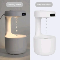 Anti Gravity Humidifiers For Bedroom, Cool Mist Humidifiers Water Drop, Oil Diffuser Led Clock Display, 36Db Quiet Air Humidifier With Night Light For Room & Office - Pack Of 1, Prepaid orders only accepted