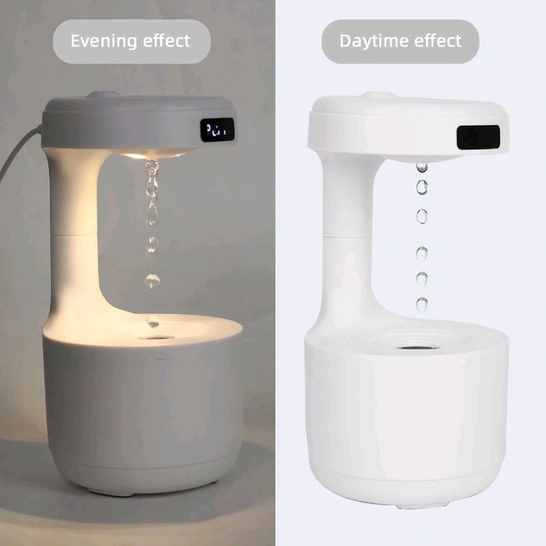 Anti Gravity Humidifiers For Bedroom, Cool Mist Humidifiers Water Drop, Oil Diffuser Led Clock Display, 36Db Quiet Air Humidifier With Night Light For Room & Office - Pack Of 1, Prepaid orders only accepted
