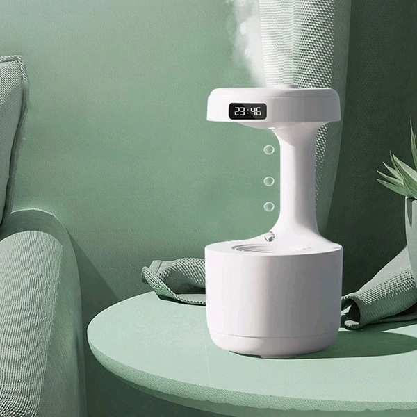 Anti Gravity Humidifiers For Bedroom, Cool Mist Humidifiers Water Drop, Oil Diffuser Led Clock Display, 36Db Quiet Air Humidifier With Night Light For Room & Office - Pack Of 2, Prepaid orders only accepted