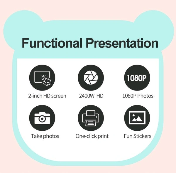 Print Paper Photo MP3 Player Video Recording Instant Print Camera for Kids, Christmas Birthday Gifts for Girls Boys, Instant Camera (Multicolor)  - Prepaid orders only accepted