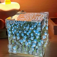 Tulip Lamp Handmade Flower Light Tulip Night Light Decorative Lamp Cute Night Light Cozy Lighting Atmosphere Decorative Lamp Artificial Flowers (1 PCS Cube Tulip Lamp)(Make it Yourself, DIY) - Prepaid orders only accepted