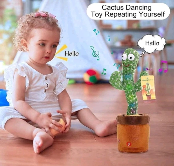 Super Toy Dancing Cactus Talking Plush Toy with Singing & Recording Function - Repeat What You Say - Pack of 1, Rechargeable Cable Included