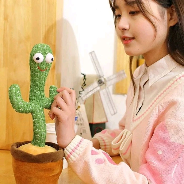 Super Toy Dancing Cactus Talking Plush Toy with Singing & Recording Function - Repeat What You Say - Pack of 1, Rechargeable Cable Included
