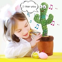 Super Toy Dancing Cactus Talking Plush Toy with Singing & Recording Function - Repeat What You Say - Pack of 1, Rechargeable Cable Included