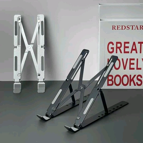 Adjustable Height Aluminum Metal Frame Foldable Portable Laptop Stand, Tablet Stand, Notebook etc - Black