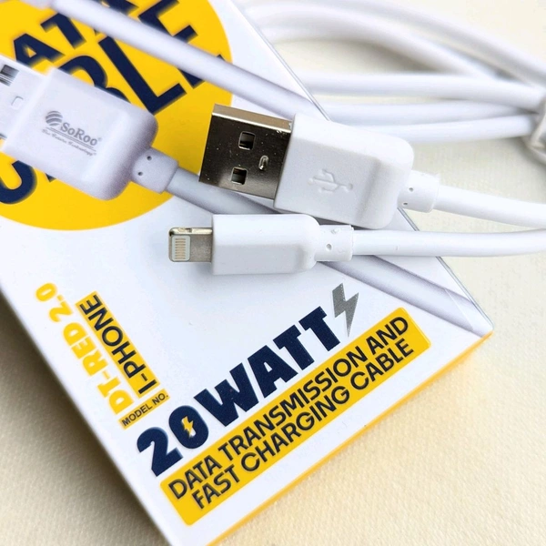 Original Soroo DT-RED 20W I-Phone Charging Cable | Data Transmission And Fast Charging Cable
