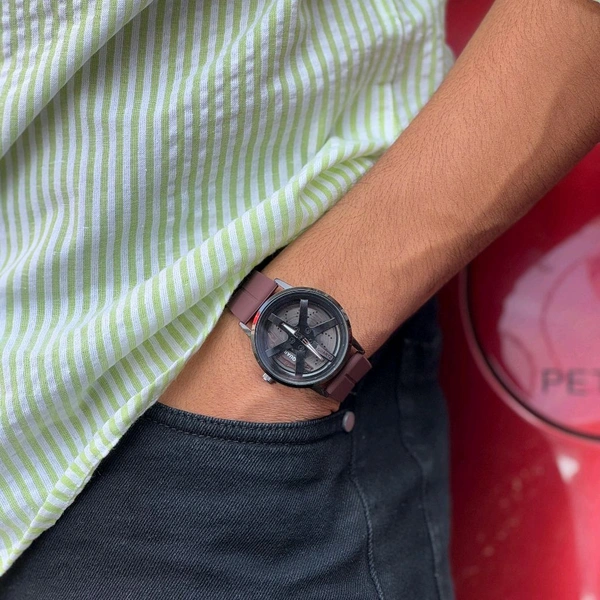 Gyro Spinning Car Alloy Rim Wheel Watch | Car Wheel Watch, Mens Wristwatch with Spinning Car Rim Hub Design, Quartz Movement, Gifts for Car Enthusiasts - SRP1