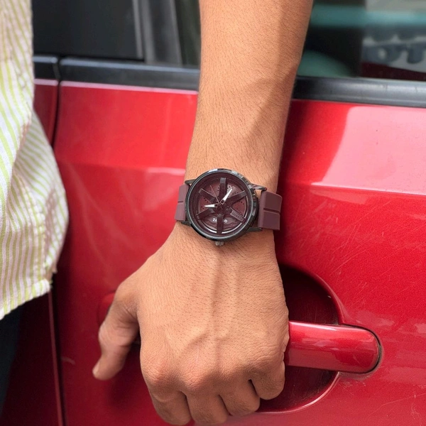 Gyro Spinning Car Alloy Rim Wheel Watch | Car Wheel Watch, Mens Wristwatch with Spinning Car Rim Hub Design, Quartz Movement, Gifts for Car Enthusiasts - SRP1