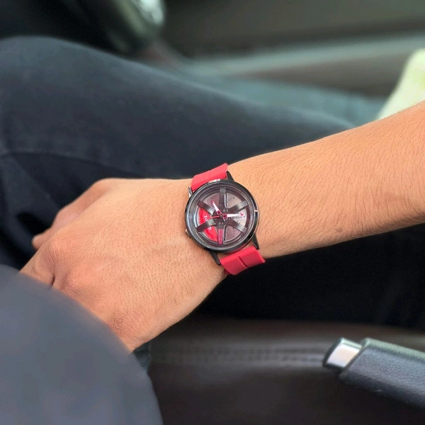 Gyro Spinning Car Alloy Rim Wheel Watch | Car Wheel Watch, Mens Wristwatch with Spinning Car Rim Hub Design, Quartz Movement, Gifts for Car Enthusiasts - SRP2