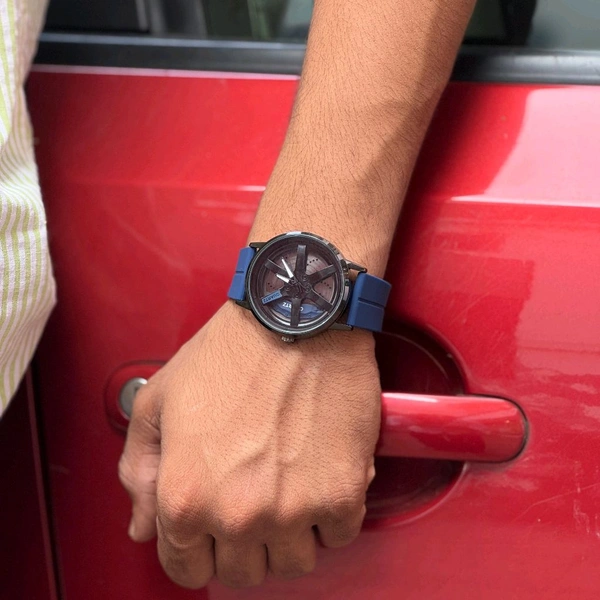 Gyro Spinning Car Alloy Rim Wheel Watch | Car Wheel Watch, Mens Wristwatch with Spinning Car Rim Hub Design, Quartz Movement, Gifts for Car Enthusiasts - SRP4