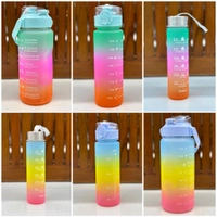 Motivational Water Bottle Set of 3 Pcs Time Marker with Straw, Unbreakable Leakproof BPA free Non-toxic Sipper Bottle for Office, Sports, Gym, School