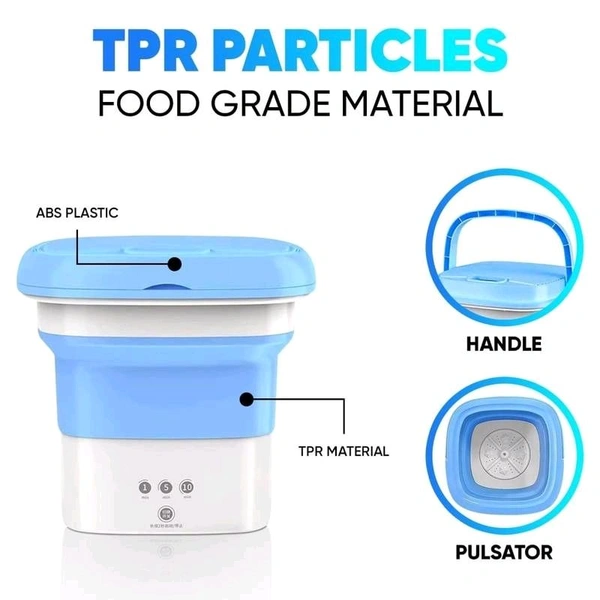 Portable Folding Mini Washing Machine, Bucket Washer for Clothes Laundry, Foldable Compact Ultrasonic Small Automatic USB Powered Cleaning Washer for Travel Home Business Trip. - Prepaid orders only accepted