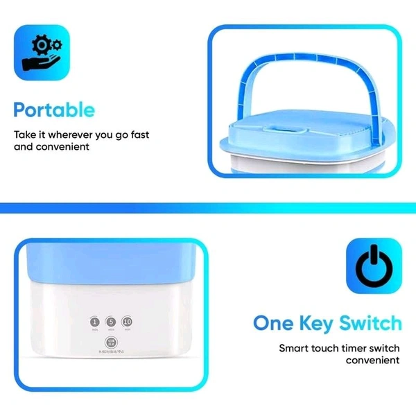 Portable Folding Mini Washing Machine, Bucket Washer for Clothes Laundry, Foldable Compact Ultrasonic Small Automatic USB Powered Cleaning Washer for Travel Home Business Trip. - Prepaid orders only accepted
