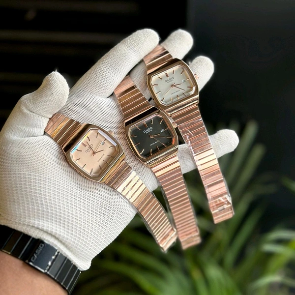 Special 3 Pieces Combo Deal | Most Demanded Gasiq Quartz Movement Watch With High Quality Strap Best finishing Body & Case - Copper