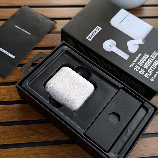New In Ear Phones Air buds MINOR III Smart Headset TWS Earphones & Headphones Ear Buds, Compatible with Android and iPhone - White, 1 Month Cybzone Warranty